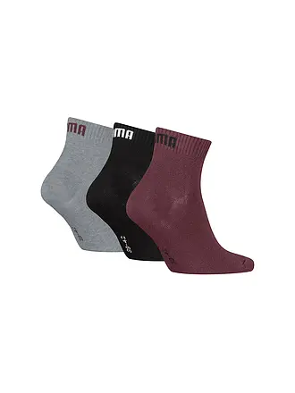 PUMA | Calzini casual Quarter Plain, confezione da 3 | dunkelrot